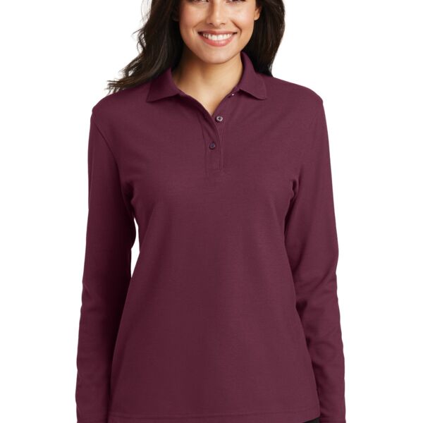 Ladies Silk Touch Long Sleeve Polo Thumbnail