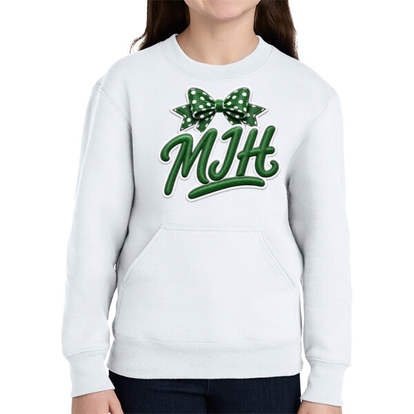 MJR BOW - Youth Core Fleece Crewneck Pocket Sweatshirt PC78YPKT Thumbnail
